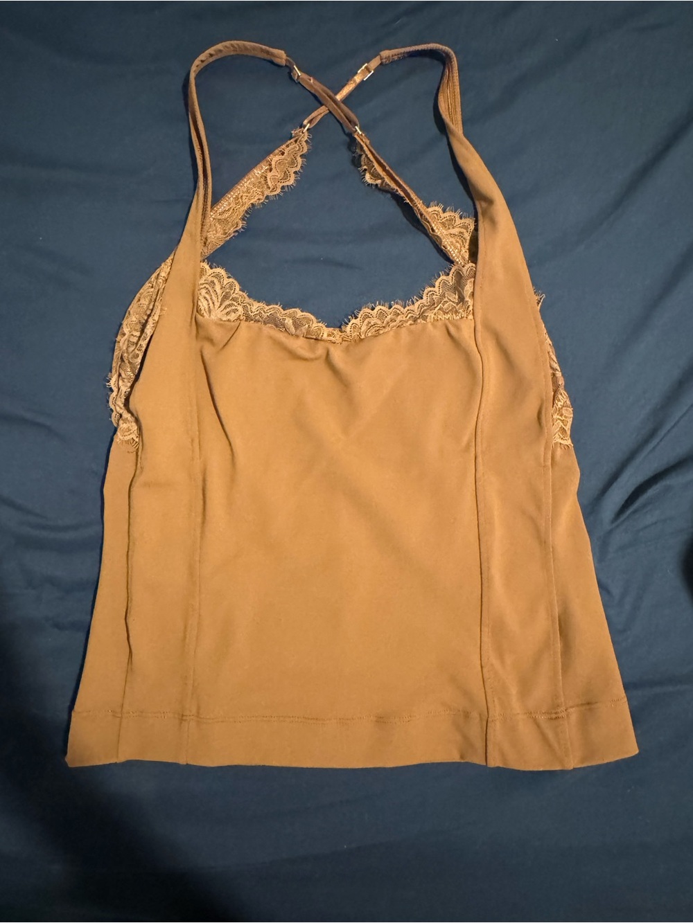 Free People Camel Lace-Trim Cami Tank